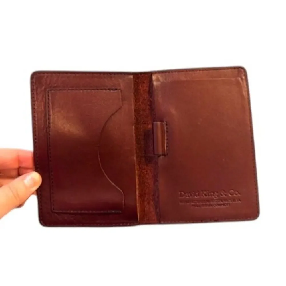 David King USA Vintage Full Grain Leather Bifold Wallet Brown Heritage Americana